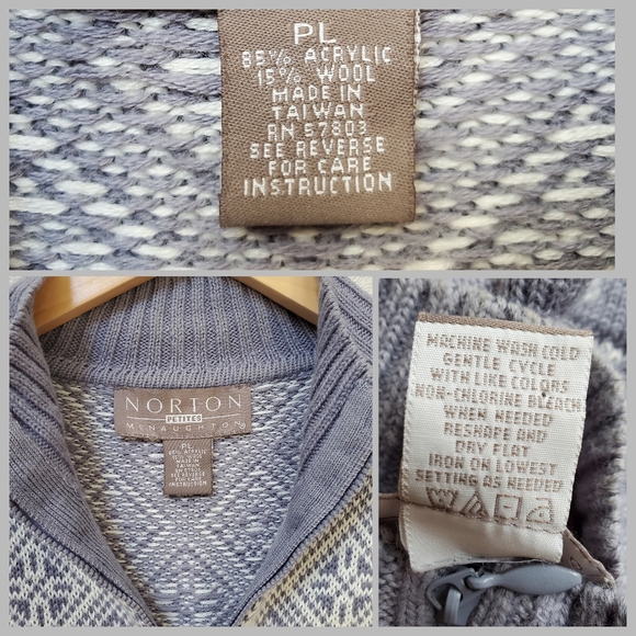 Norton Mcnaughton Petites periwinkle blue knit sweater jacket with zipper sz. PL - Picture 8 of 16